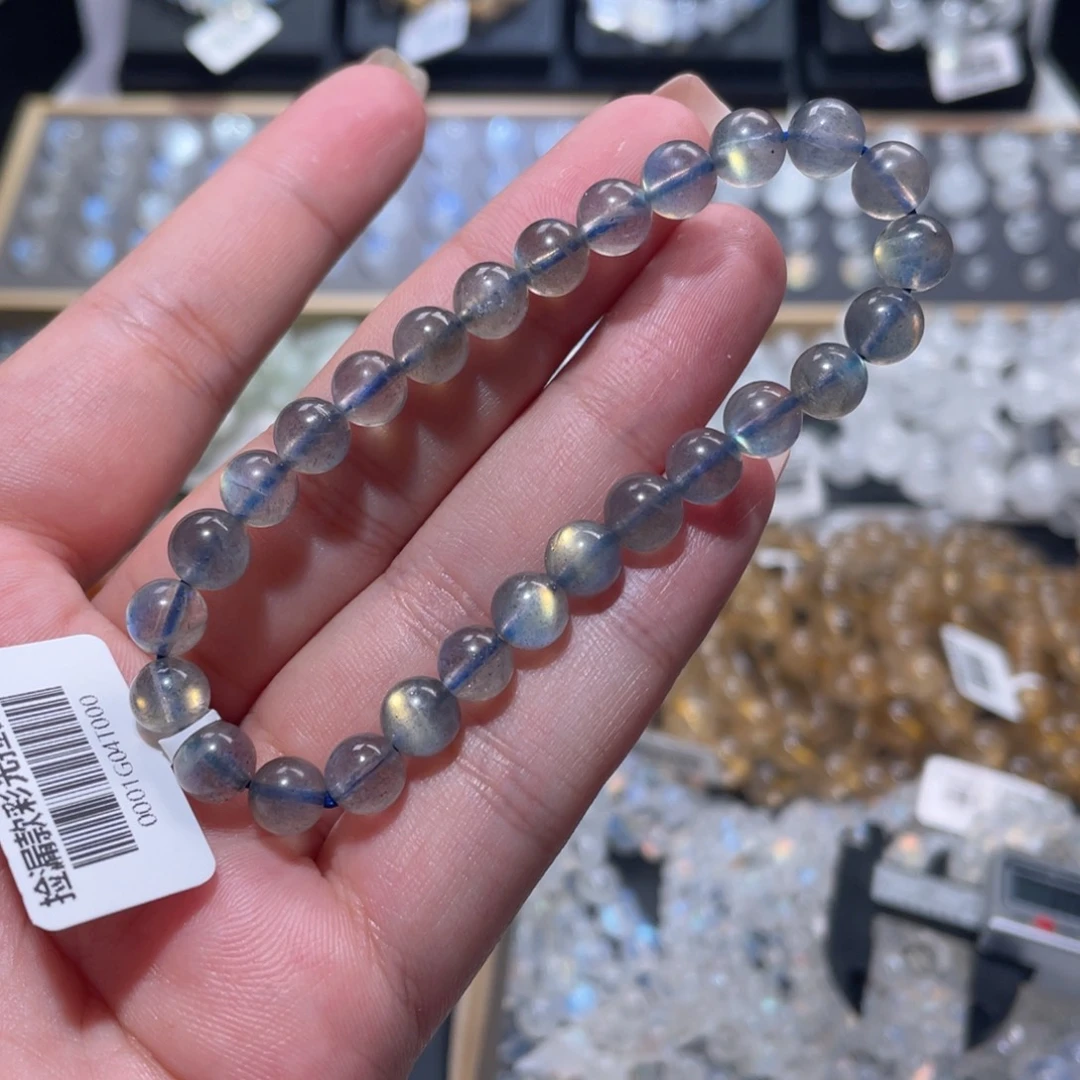 未镶嵌手链长石灰月光手链7mm