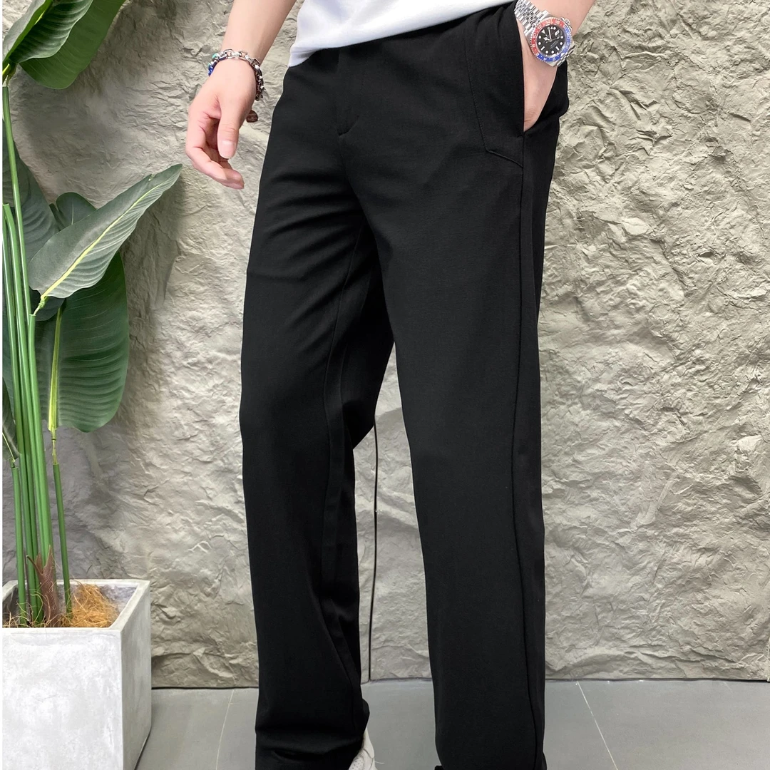 【透气长绒棉+亚麻】夏季男士腰部弹力百搭休闲裤（8003）