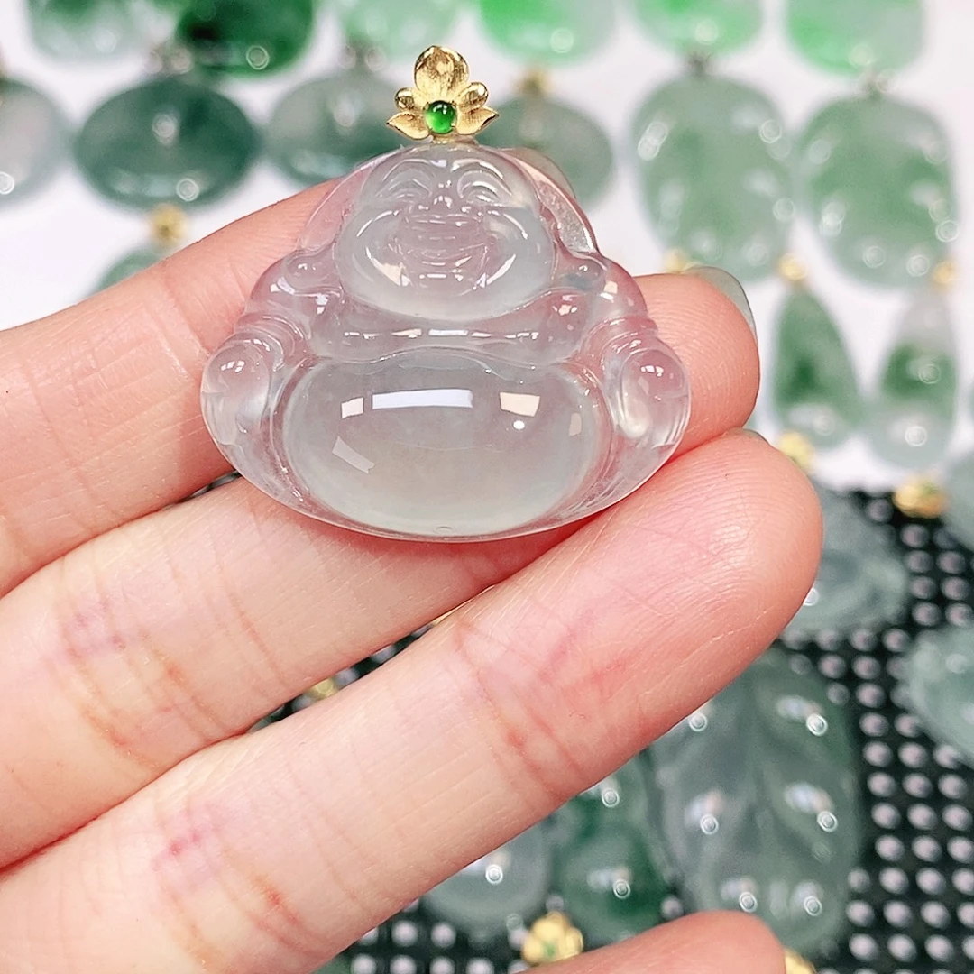 翡翠18K金镶嵌吊坠(不含链)