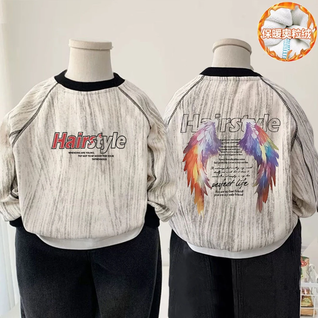 儿童秋卡通印花圆领洋气男女童卡通印花T恤卫衣套头衫宝宝上衣t