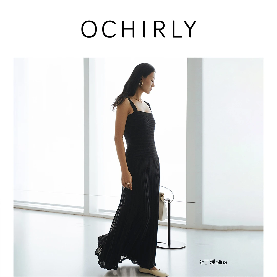 【商场同款】OCHIRLY欧时力 抹胸式吊带连衣裙长裙小黑裙2025夏新款