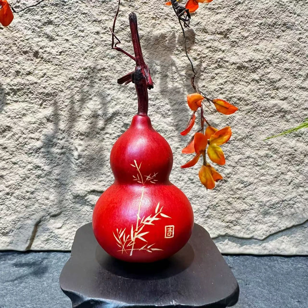 非遗大漆手工雕刻天然葫芦文玩福禄摆件天然葫芦