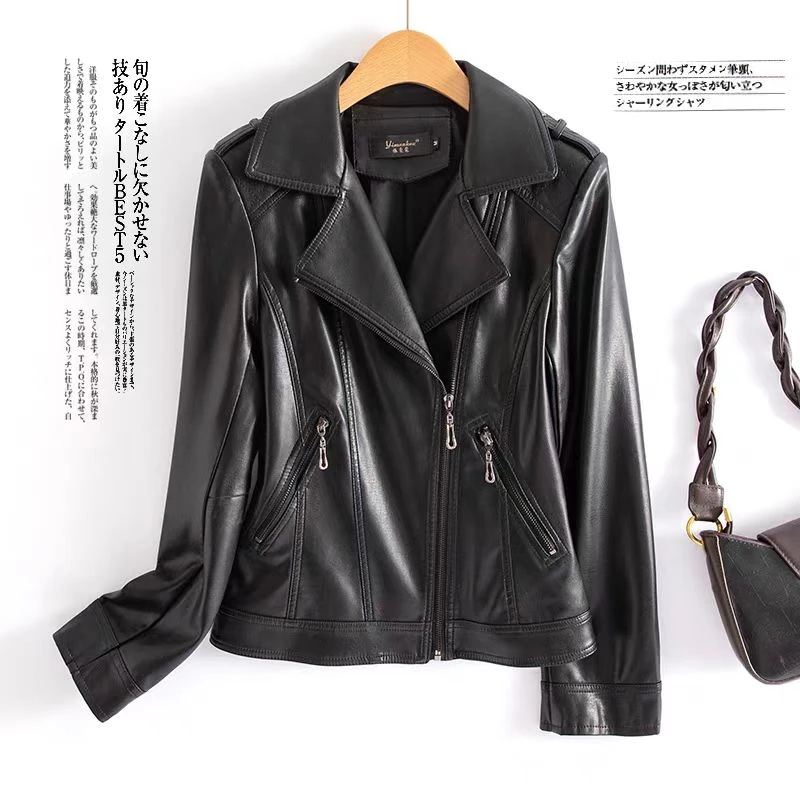 1141皮夹克百搭显瘦机车服宽松型短款时尚加大韩版