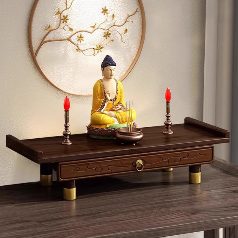佛龛小型供桌神台桌面财神爷神龛供奉台家用神位桌台非实木佛台柜