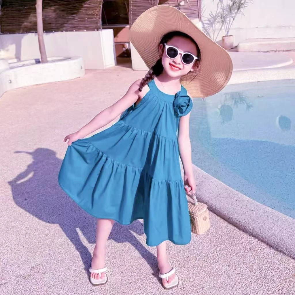 800221童装女童无袖连衣裙2025夏新款儿童棉布无袖背心公主连衣裙