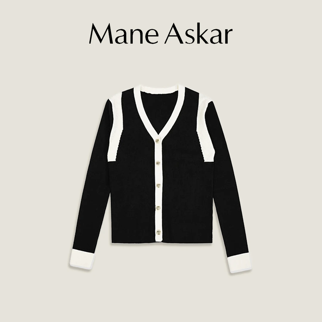 春秋新款休闲时尚气质V领绵羊毛针织开衫23561