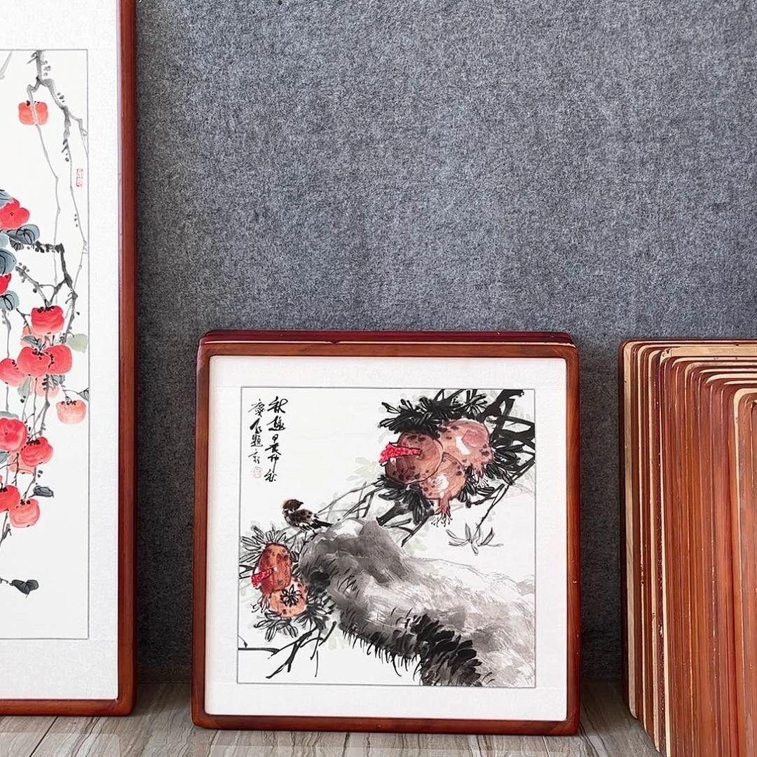 国画书画作品带框63×63