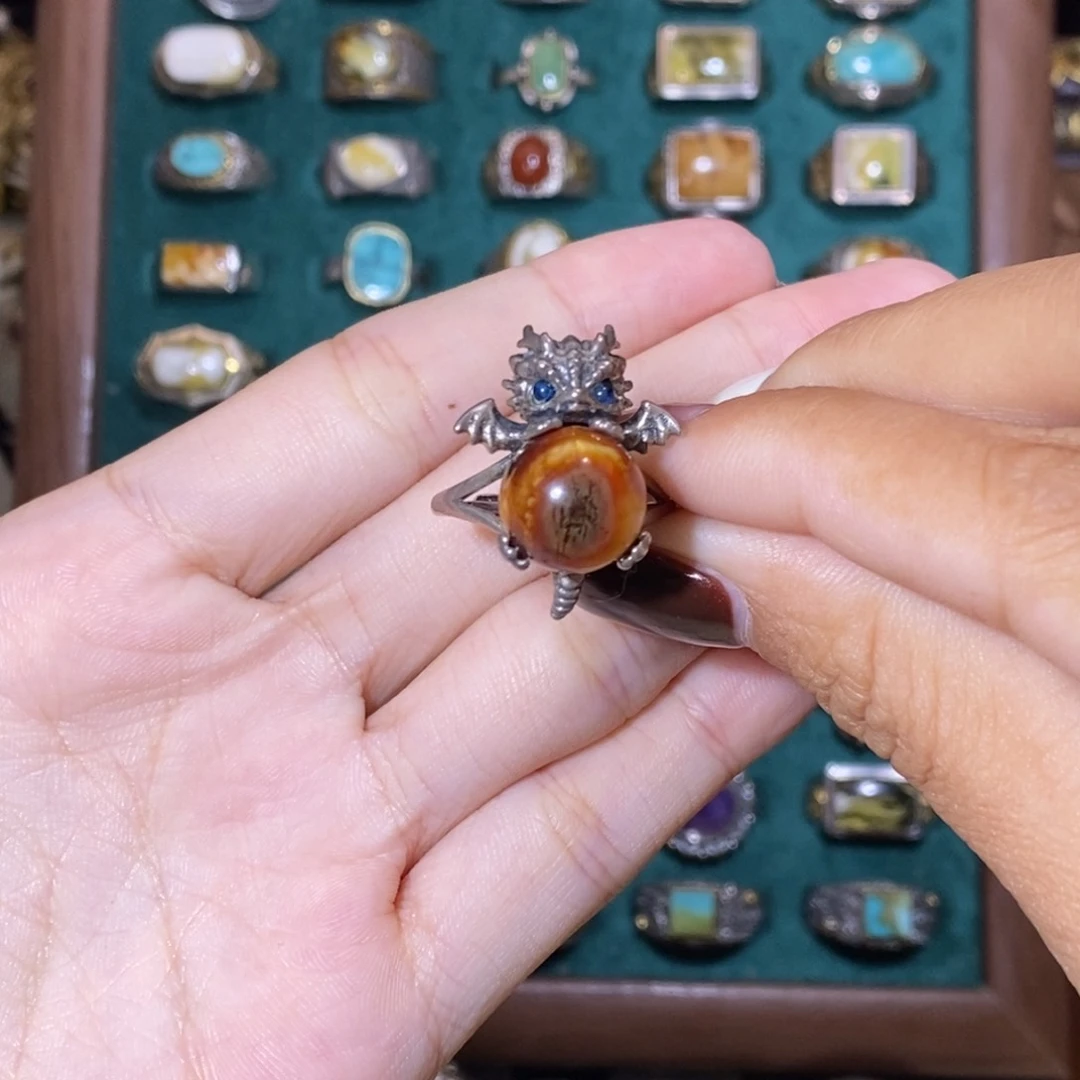 蜜蜡戒指银S925镶嵌宋*躺戒指