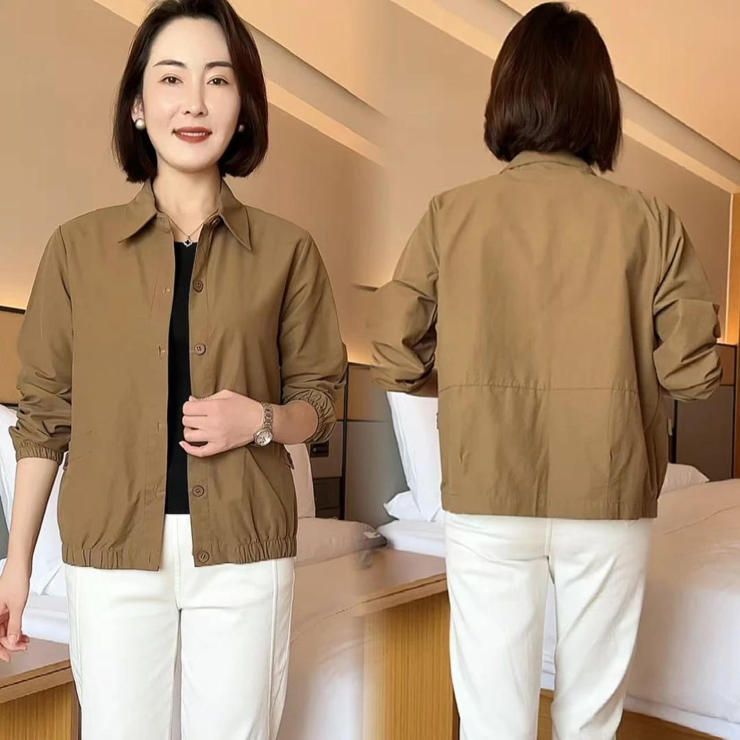 2025春秋新款女士短外套小个子休闲夹克上衣妈妈装洋气减龄衬衫女