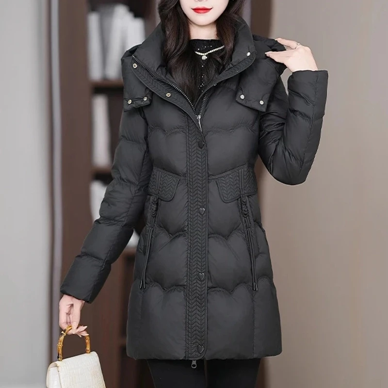 【花海羽绒】2025冬季新款爆款舒适新国标白鸭绒女士时尚保暖羽绒服