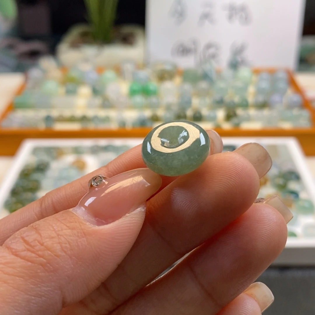 翡翠散珠天然翡翠平安扣15×5.7