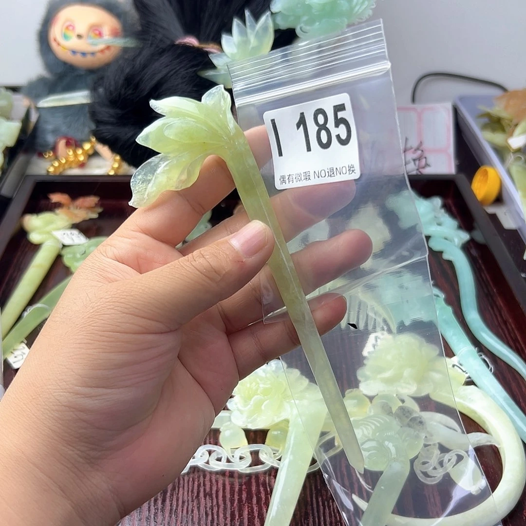 合金蛇纹石玉发饰後