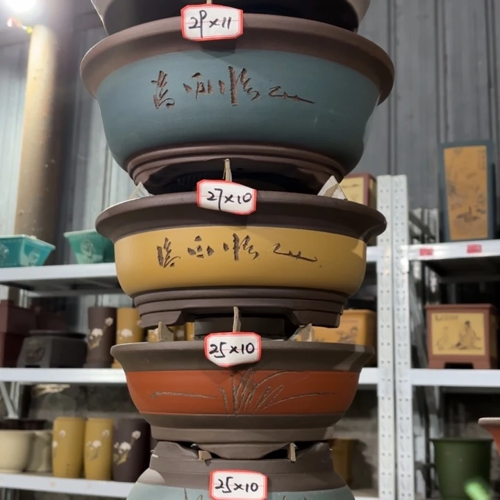 紫砂花盆     100-6。