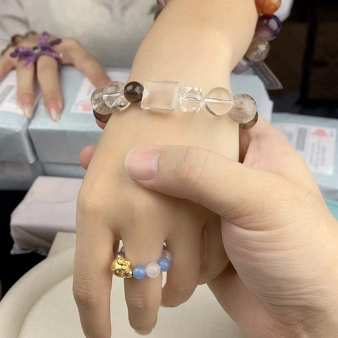 手链水晶银S925镀金镶嵌