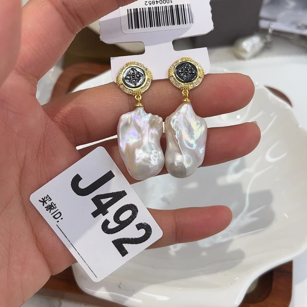 淡水珍珠耳饰合金