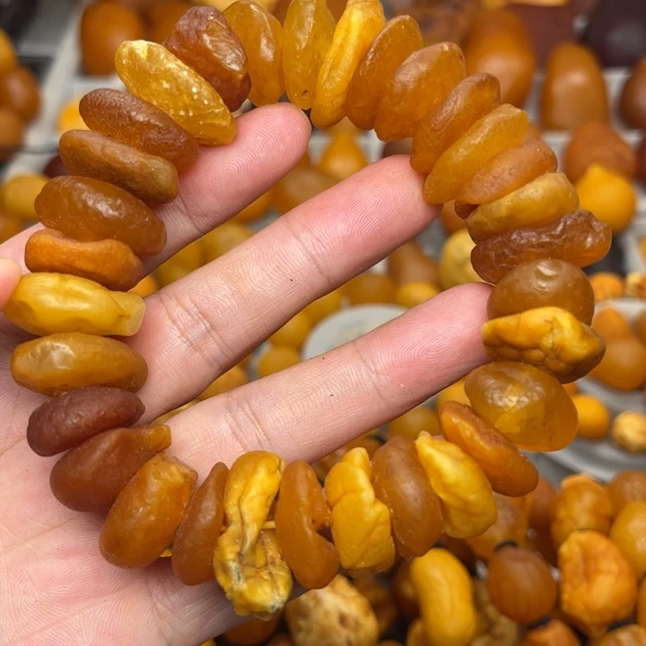 琥珀未镶嵌裸石天然蜜蜡手串