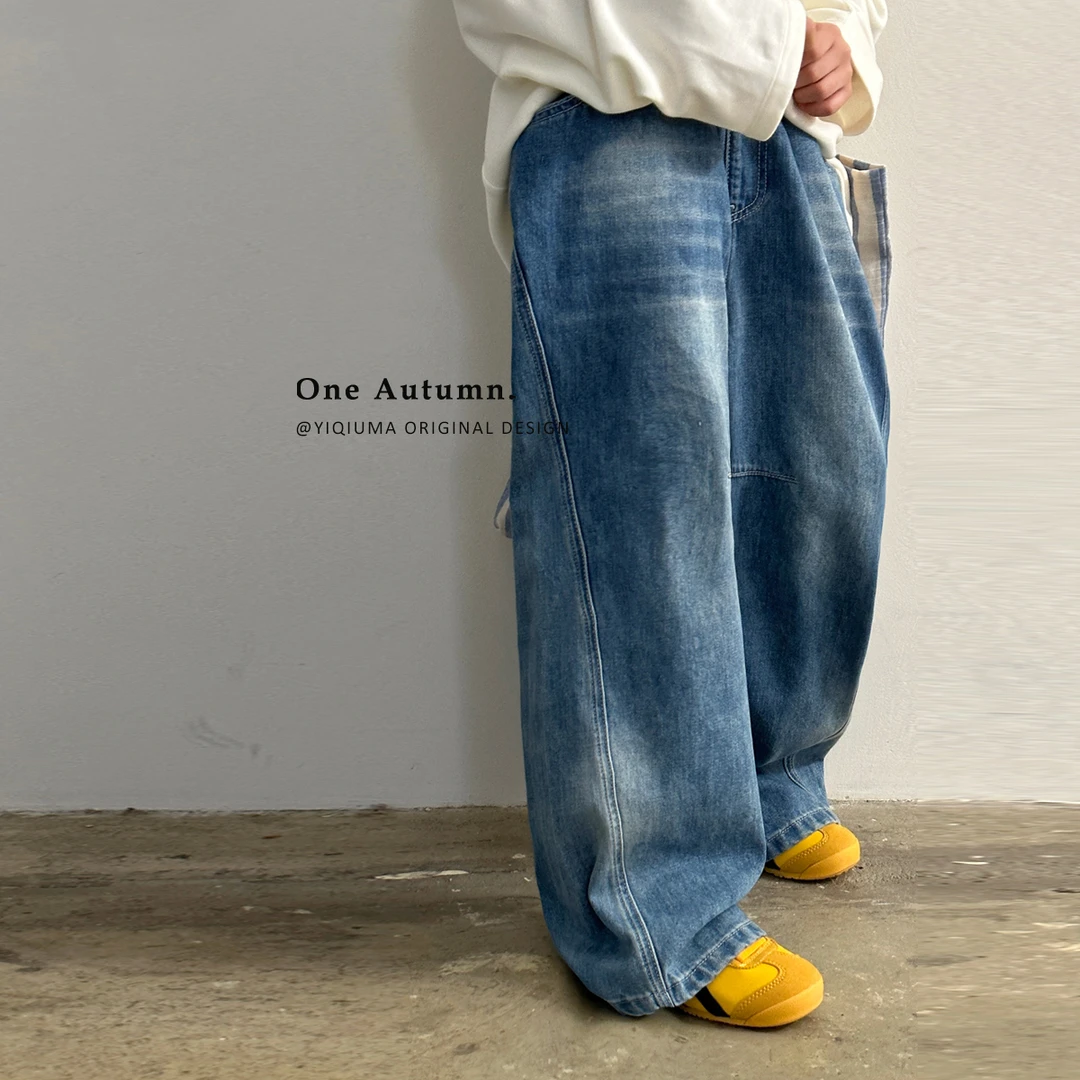 现货「壹秋.ONE AUTUMN」【牛仔士多闲】水洗弯刀牛仔裤女童春阔腿