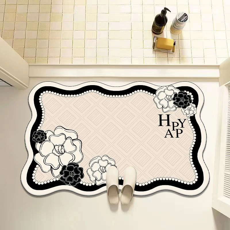 小香风硅藻泥浴室吸水防滑速干耐磨家用2025年入户门地垫