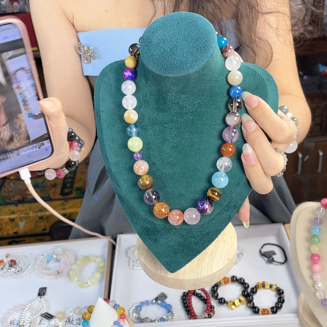 水晶手链银S925镀金镶嵌