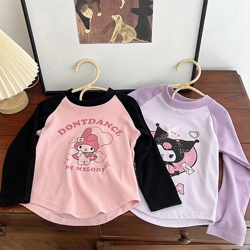 春秋女童卡通打底印花男童洋气韩版圆领长袖打底衫