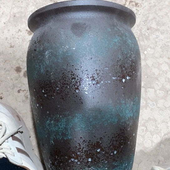 紫砂花盆口20高度31黑刷