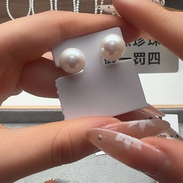银S925镶嵌耳饰淡水珍珠