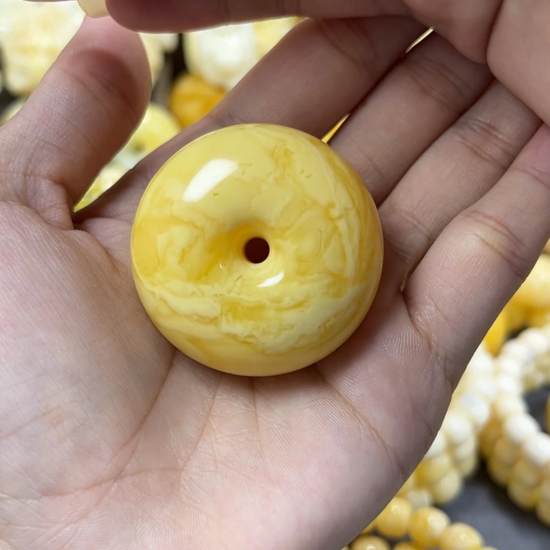 琥珀未镶嵌手串平安扣