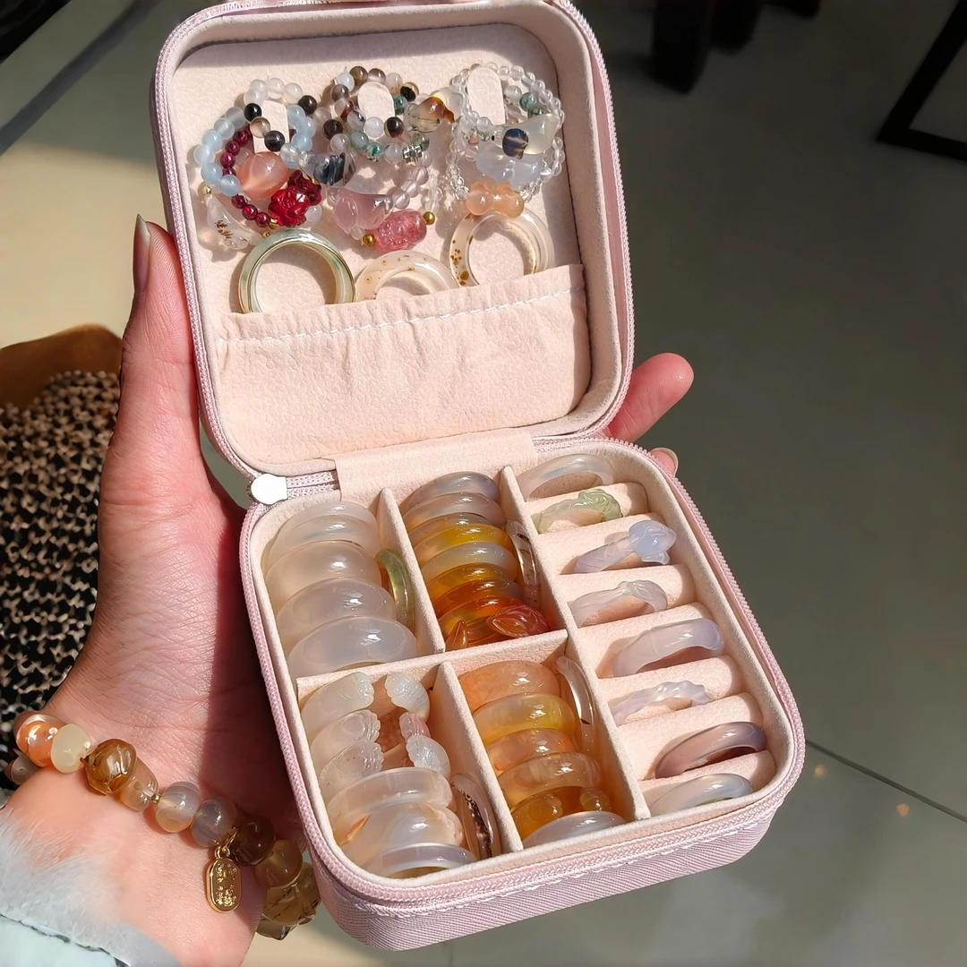 玉戒指收纳盒展示专用耳钉防氧化大容量戒指便捷高档首饰珠宝盒子