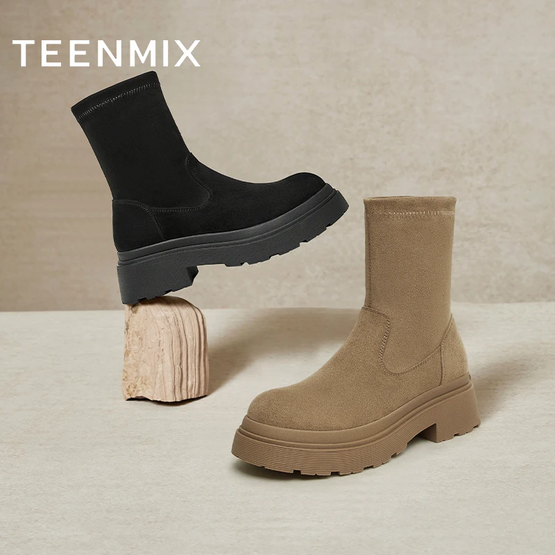 天美意百搭弹力靴高靴时装靴NTX28DD3/NTX31DG3