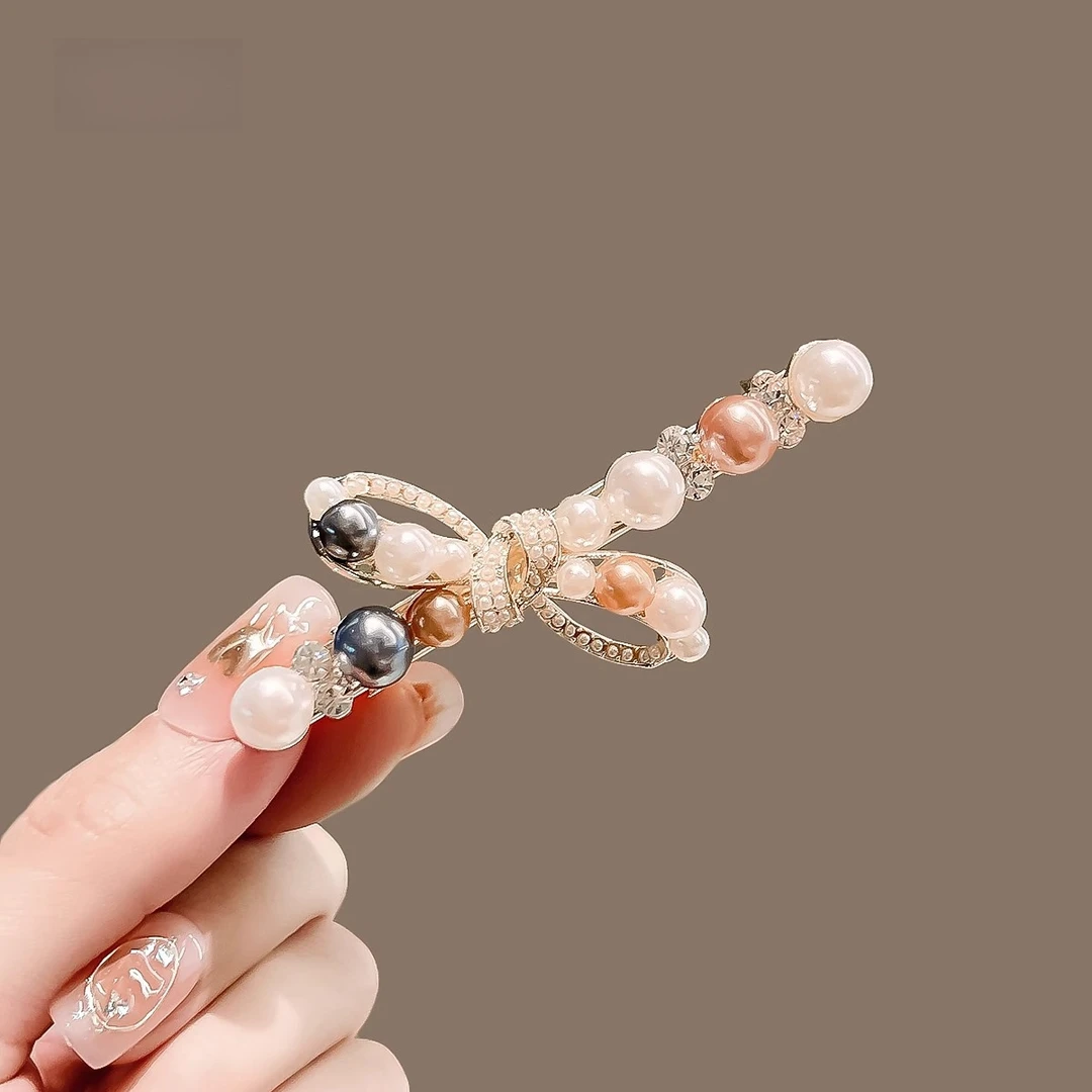 日韩风格彩色蝴蝶结发夹女夏季高级感侧边夹甜美可爱刘海夹头饰品