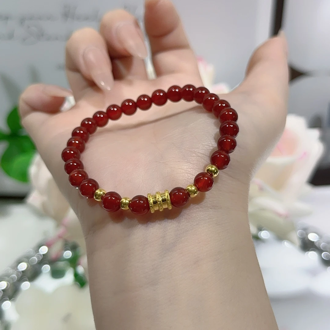 天然玛瑙手链小蛮腰金珠精美时尚气质百搭女性小姐姐款多样性发货