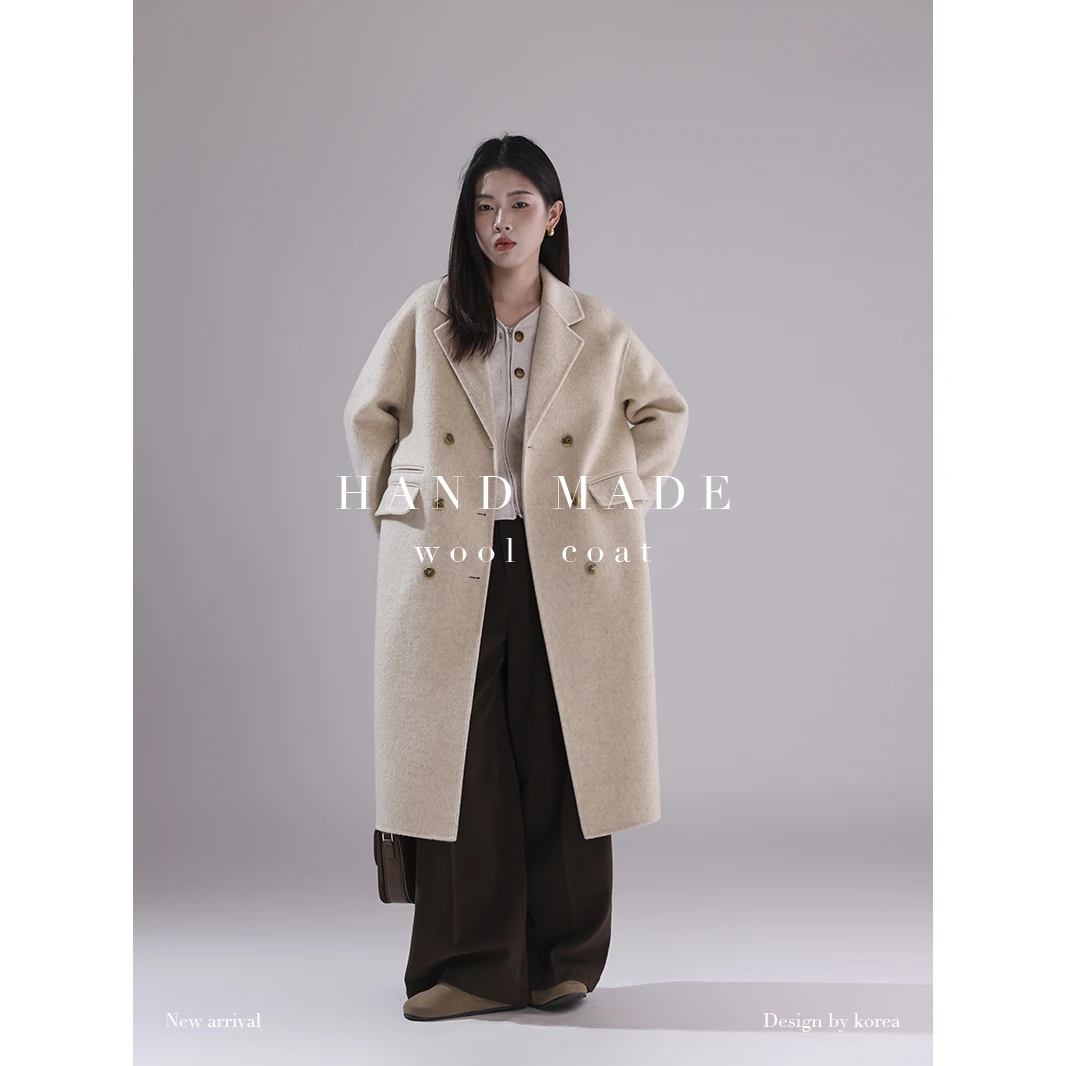 【子奇专属】大连亚美 【燕麦奶】YM 85007 羊毛大衣双面呢翻领秋冬