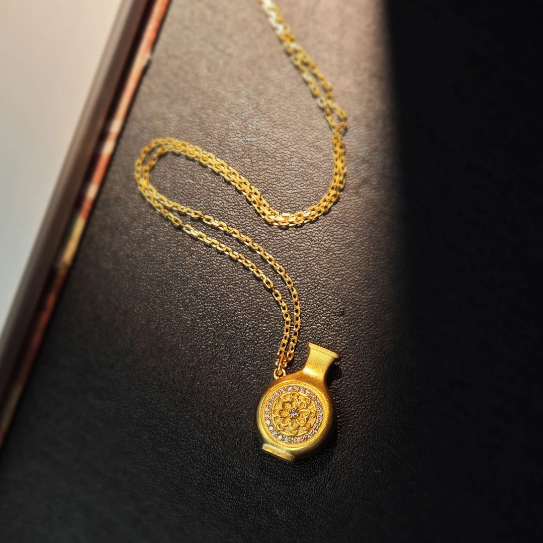 京工美作冰心在玉壶项链古法黄金足金999宝瓶系列轻奢镶嵌新年
