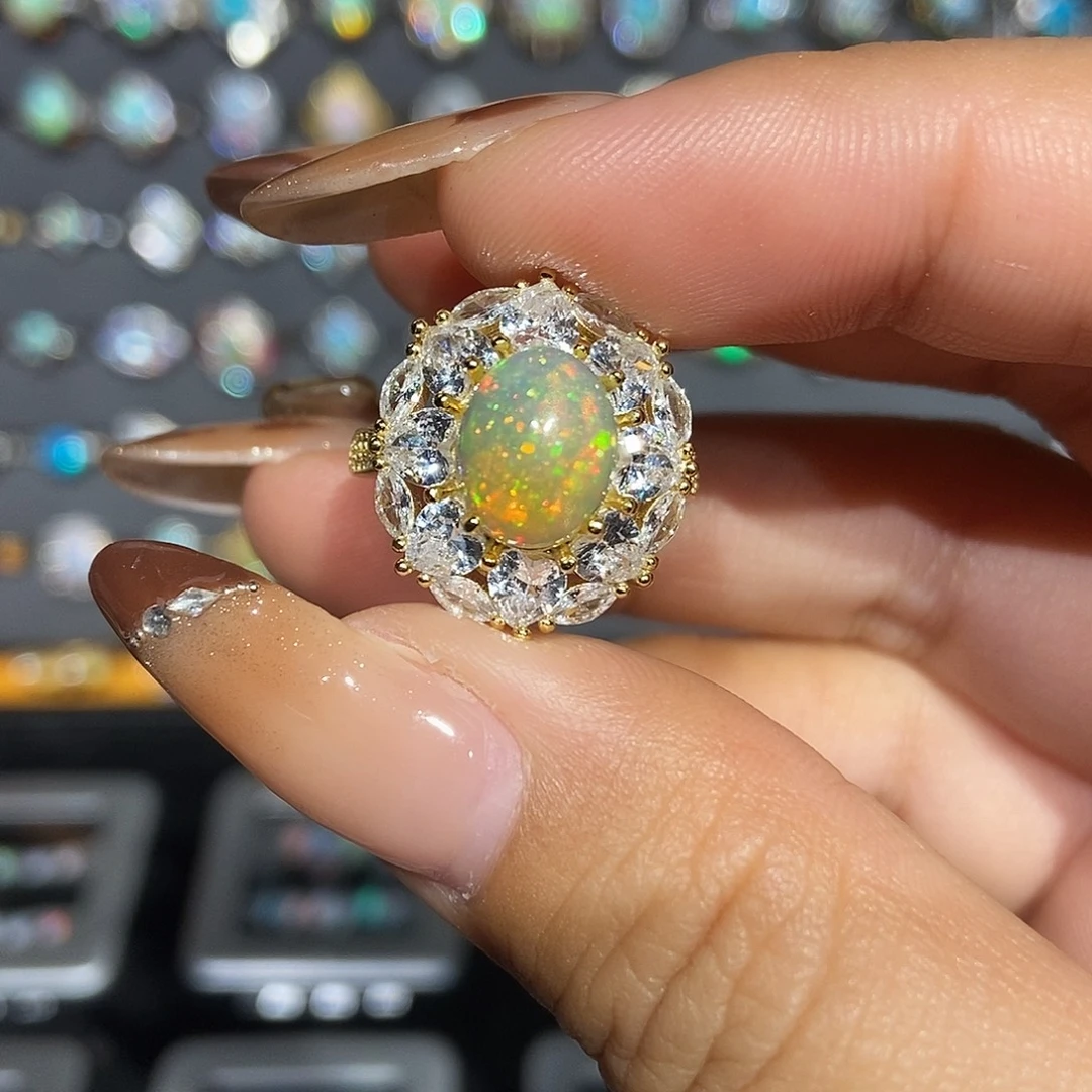 欧泊银S925镶嵌戒指-