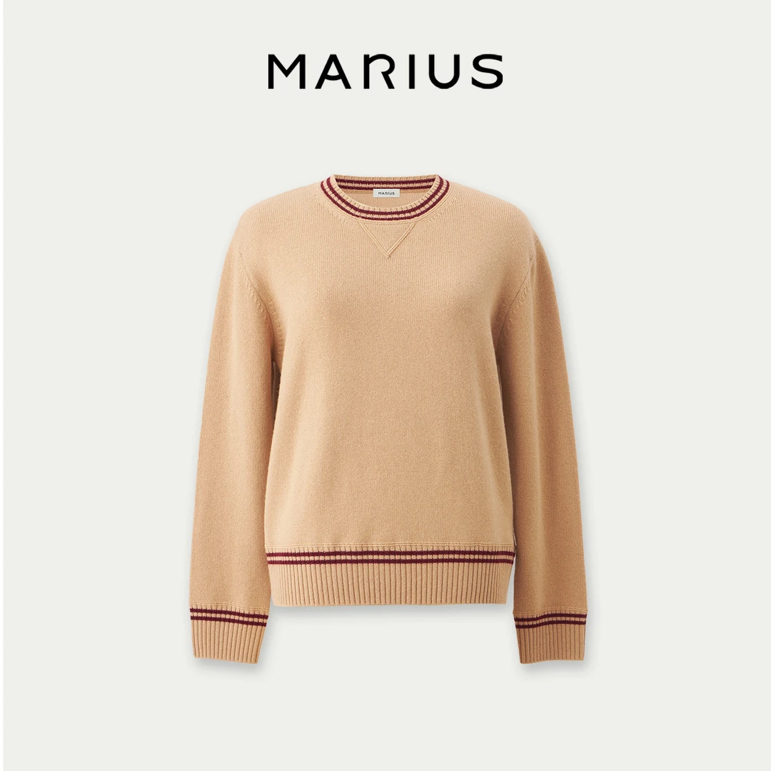 MARIUS衣橱实穿百搭经典版型挺阔保暖舒适亲肤圆领条纹拼色衫