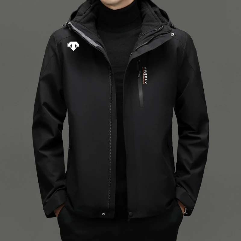 奥特莱斯撤柜迪三合一羽绒服内胆户外运动冲锋衣保暖外套上衣男装