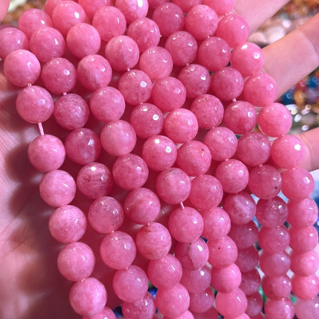 未镶嵌玛瑙/玉髓珠宝半成品西柚红刻面一条12mm