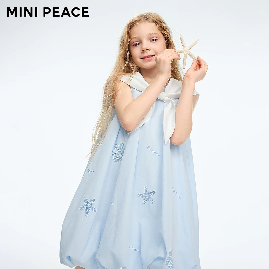 MiniPeace太平鸟童装女童连衣裙公主裙2026亚麻大童裙子F2FAG2437