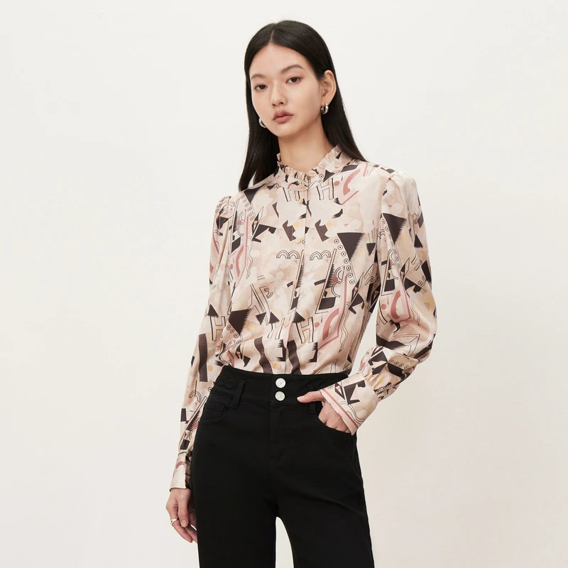 【商场同款】HPLY荷比俪3秋季新款印花团摩登衬衫HMD32630278