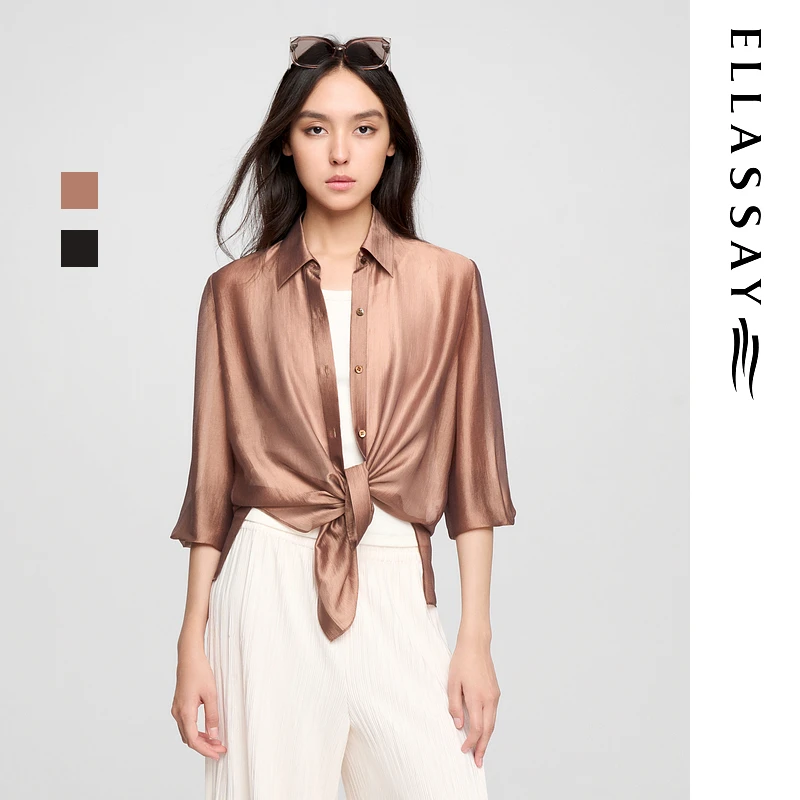 ELLASSAY歌力思2025春夏新款欧根纱简约气质系衬衫女EWE362C05300