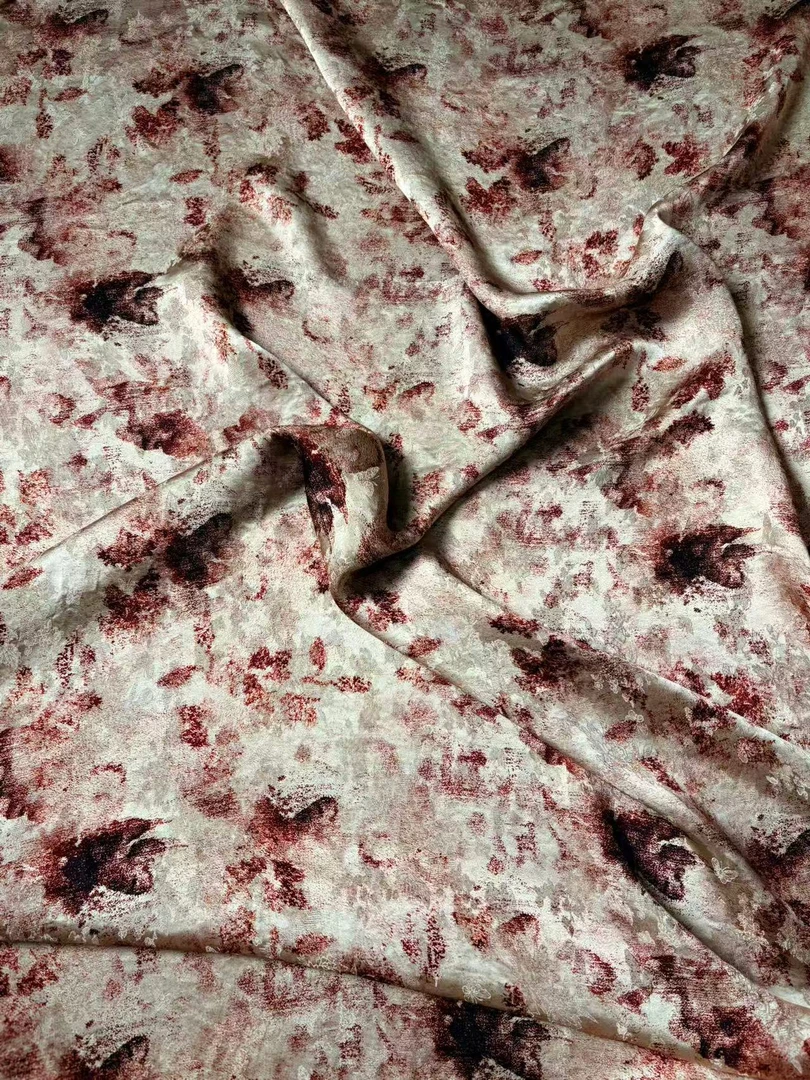 [银纱紫云]高档新中式香云纱花萝提花裙装旗袍面料（开裁不退换）