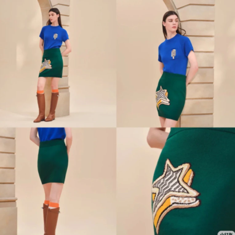 95新 Hermes/爱马仕 爱马仕山羊绒星星针织半裙