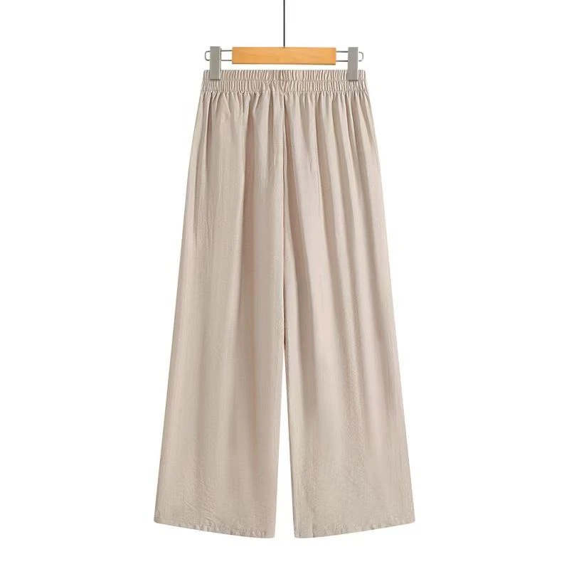 中老年人妈妈洋气宽松休闲新款薄款夏季女裤九分中老年裤子阔腿裤