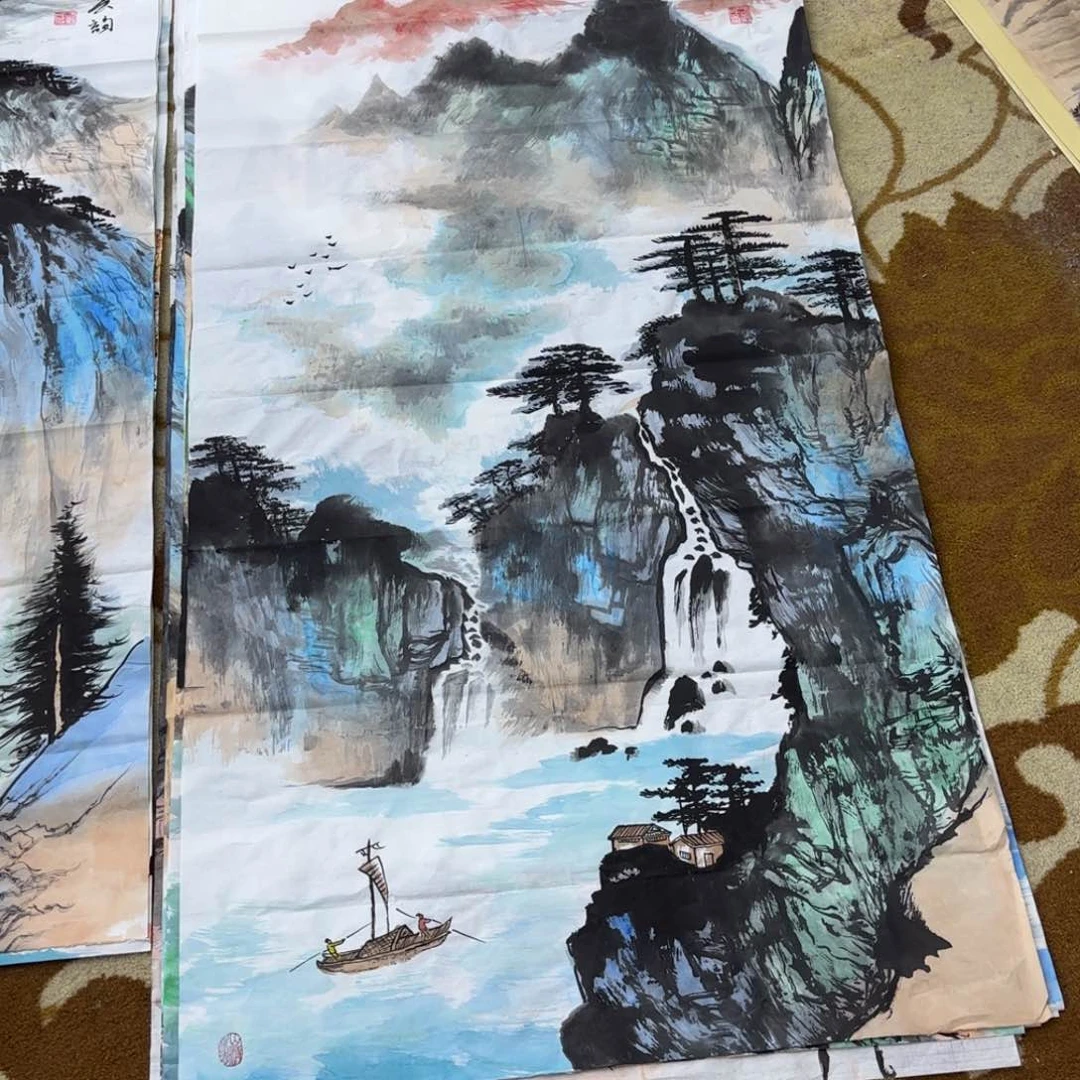 国画于新民四尺山水作品童