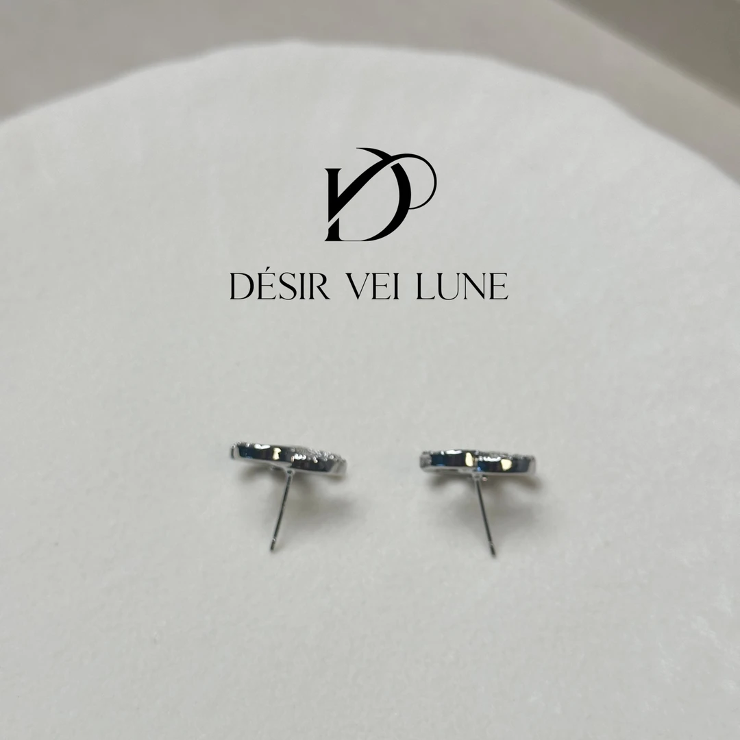 铜合金合成锆石耳饰 耳钉气质白色轻奢6299