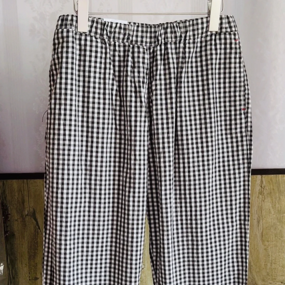 泡菜国东大门百棉黑白格子夏季休闲裤（现货）