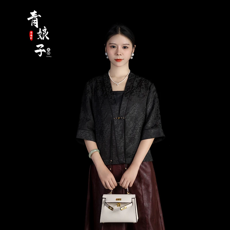 青娘子香云纱（晚吟）提花复古百搭薄款宽松中式汉服开衫51126