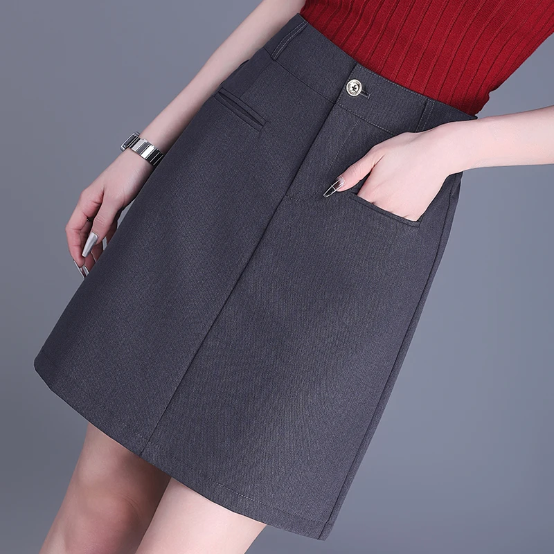 西装半身裙女夏季2025新款高腰a字遮胯百搭显瘦气质包臀大码短裙