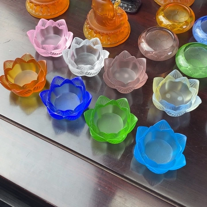 琉璃莲花烛台7.5公分宽度