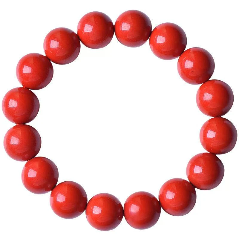 天然辰砂天然红砂高含量素圈光面手链手串男女款